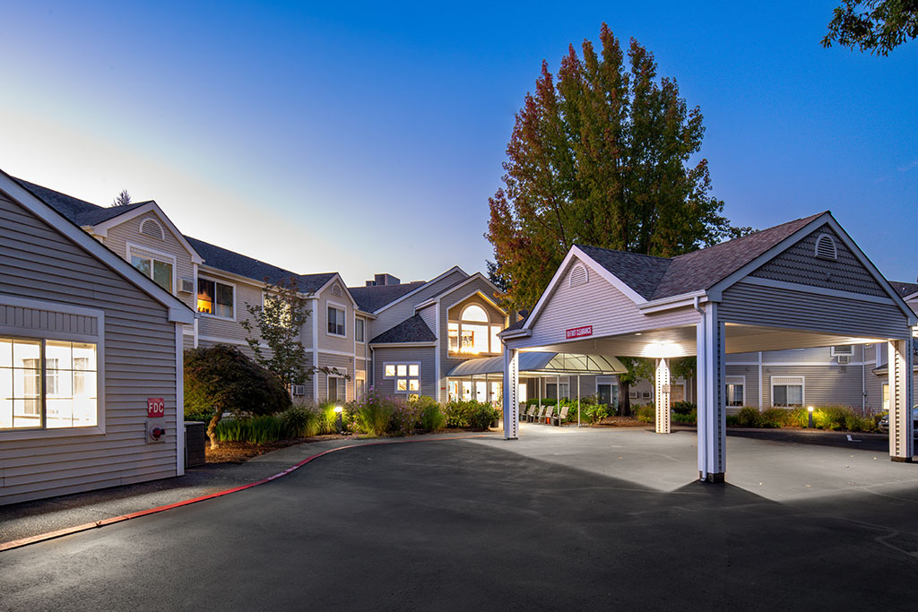 The Oaks at Lebanon Front Entry Drive at Night